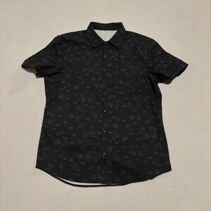 Lululemon Airing Easy Shirt Mens Large Black Abstract Performance Button Up Flex